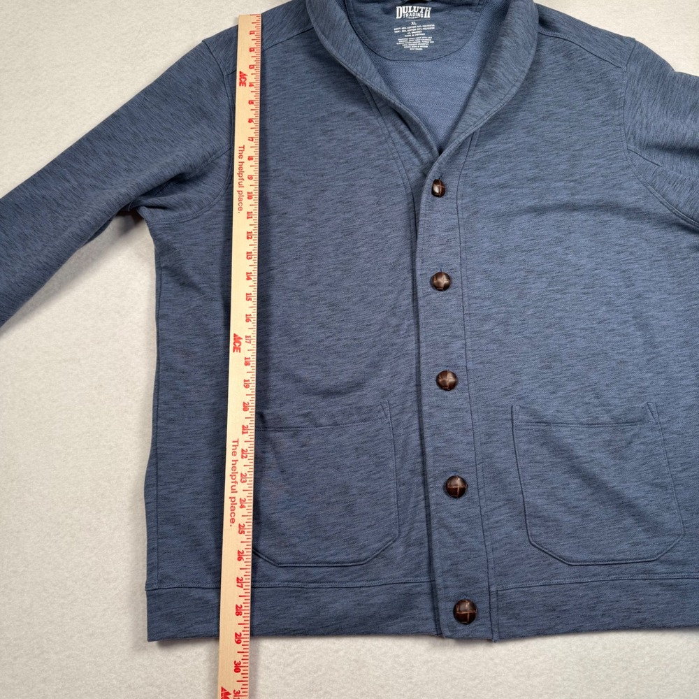Duluth Trading Co Loophole Cardigan Mens XL Blue Shawl Collar Relaxed Fit 88311 - Picture 3 of 8